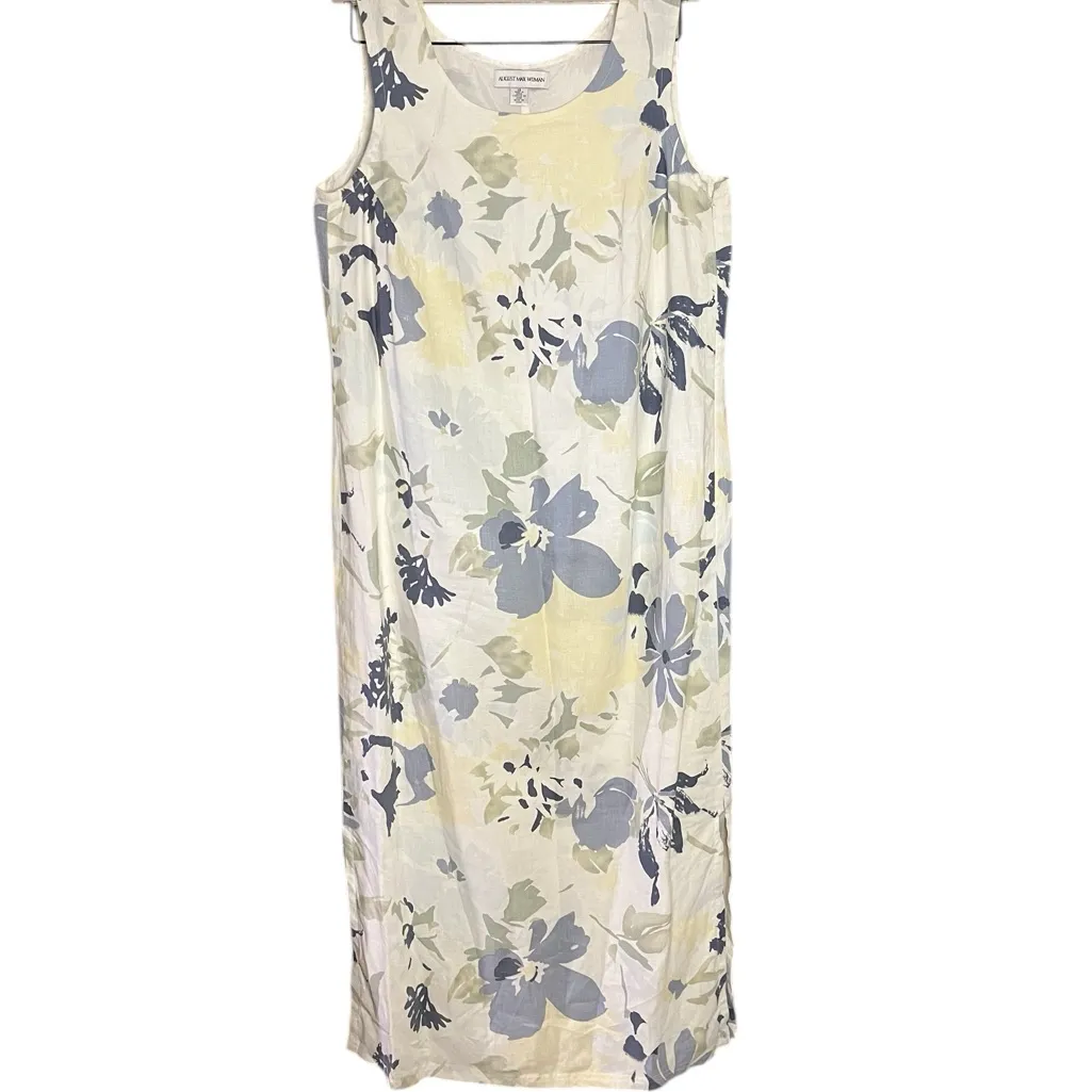 August Max Cream Sheath Linen Maxi Dress Resort Wear White Size XS - Image 2