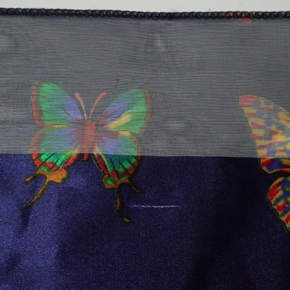 Butterfly Scarf Blue Multicolor‎ Rainbow Art to Wear Whimsical Fairy Boho Twee - Image 5