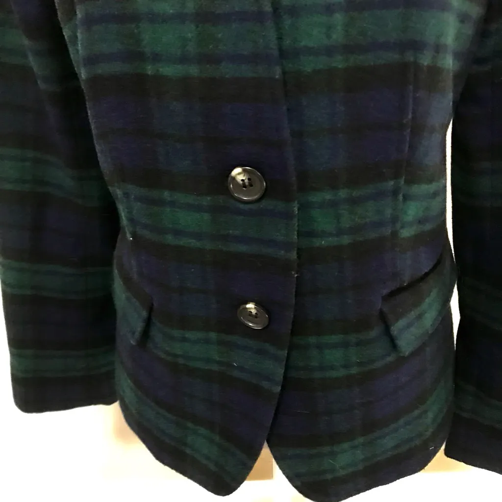 NWT TALBOTS BLACK WATCH PLAID VELVET-TRIM BLAZER - Image 7