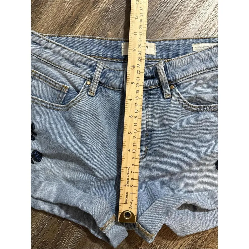 PacSun Light Wash Boho Equestrian Western Cactus Floral Denim Cutoff Shorts 24 - Image 8