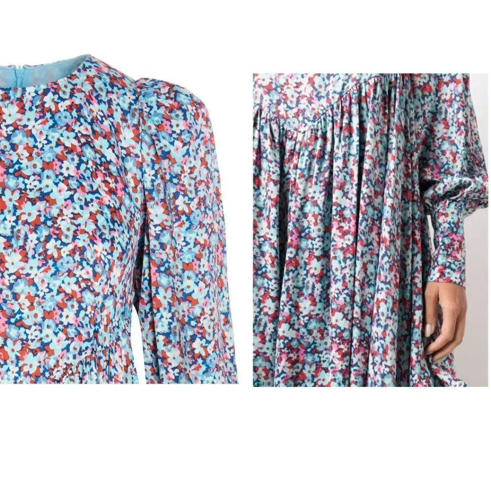 Rotate Birger Christensen Alison Floral Antigua Sand Comb Long Sleeve Dress Pink Size 6 - Image 13