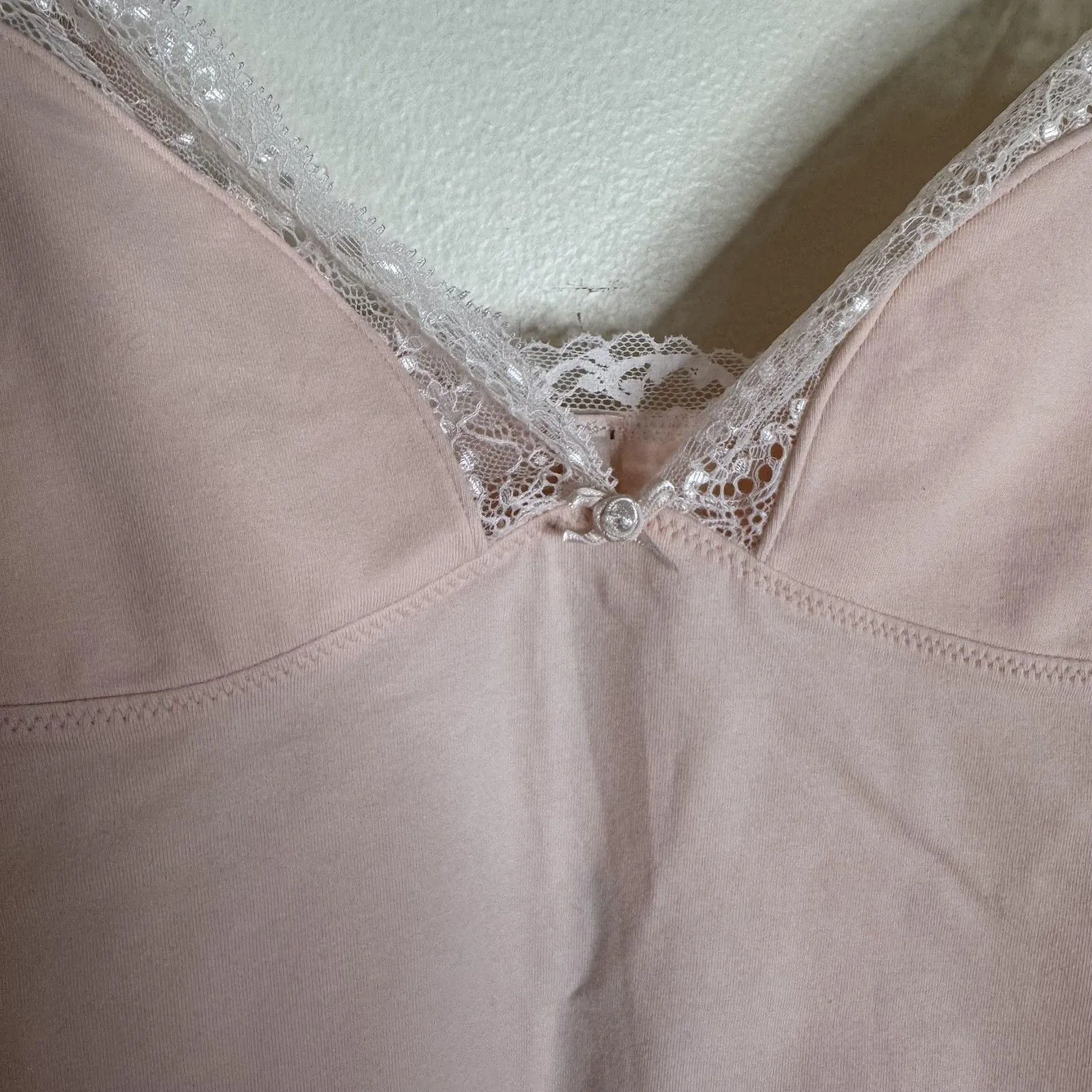 Skims Cotton Lace Slip Dress Womens Medium Pink Primrose Nightgown Lingerie - Image 5