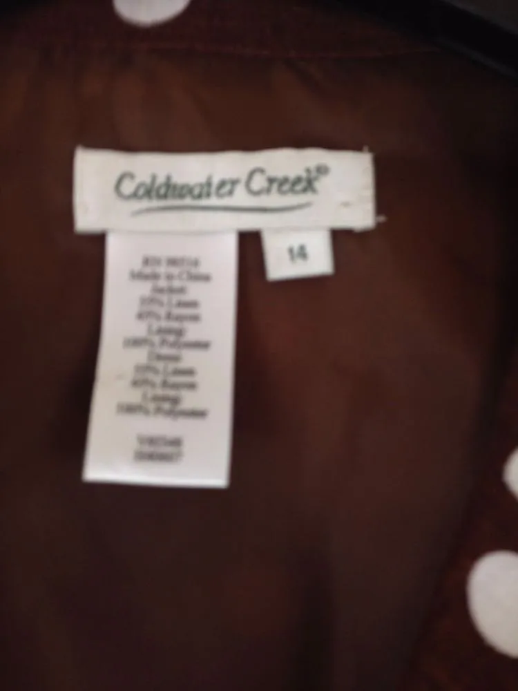 Coldwater Creek Brown White Polka Dot 3/4 Sleeve Blazer - Image 6