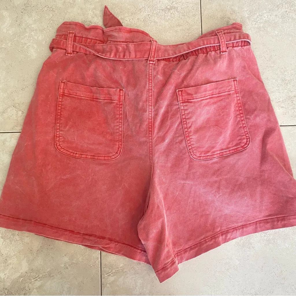 LOFT High Waisted pink Tie Shorts - Image 4