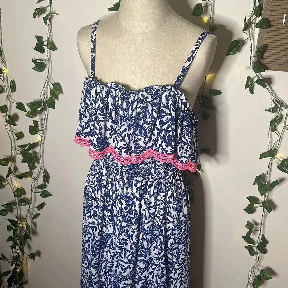 Lilly Pulitzer Adia Ruffle Maxi Sundress Oyster Bay Blue Krillin It - Image 6