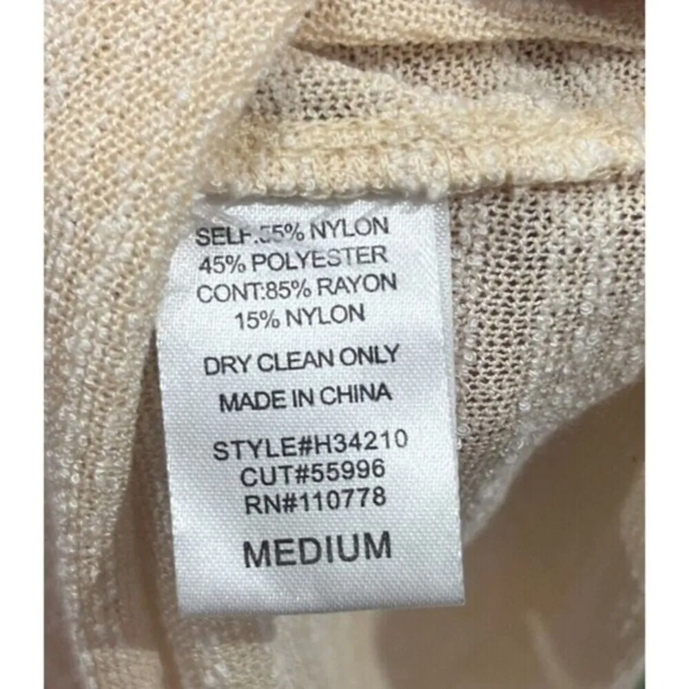 Anthropologie‎ hazel Light Weight Long Sleeve Semi-Sheer Cream Sweater w/ Lace M - Image 6