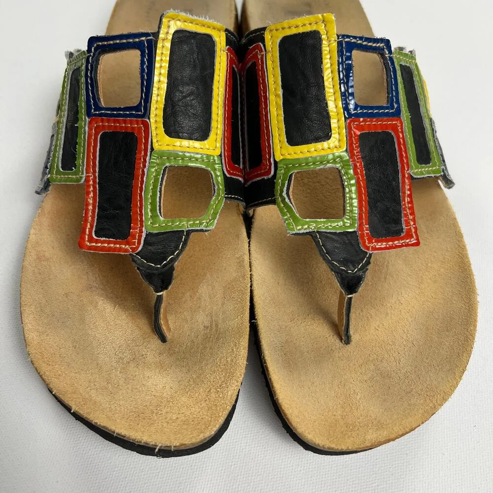 Think! Julia Windows Leather Thong Sandals Primary Colors Size Euro 42 (US11) - Image 10