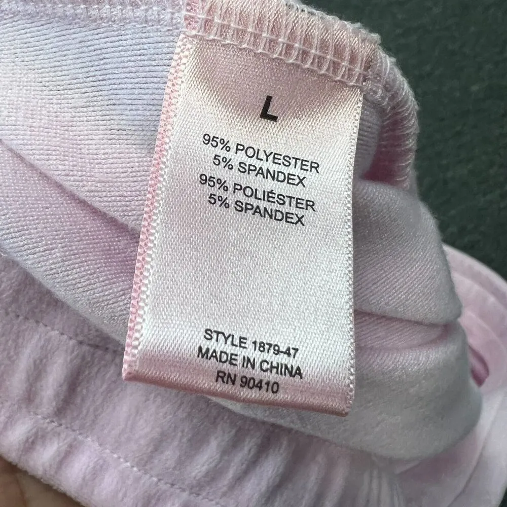 Juicy Couture Womens Pink Big Bling Rhinestone Drawstring Velour Joggers US Sz L - Image 5