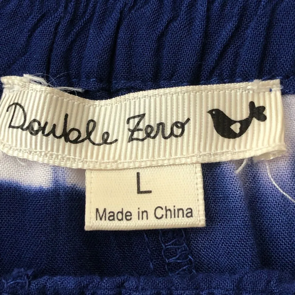 Double Zero  Size Large Tie Dye Navy Blue & White Pull On Shorts w/Stretc… - Image 5