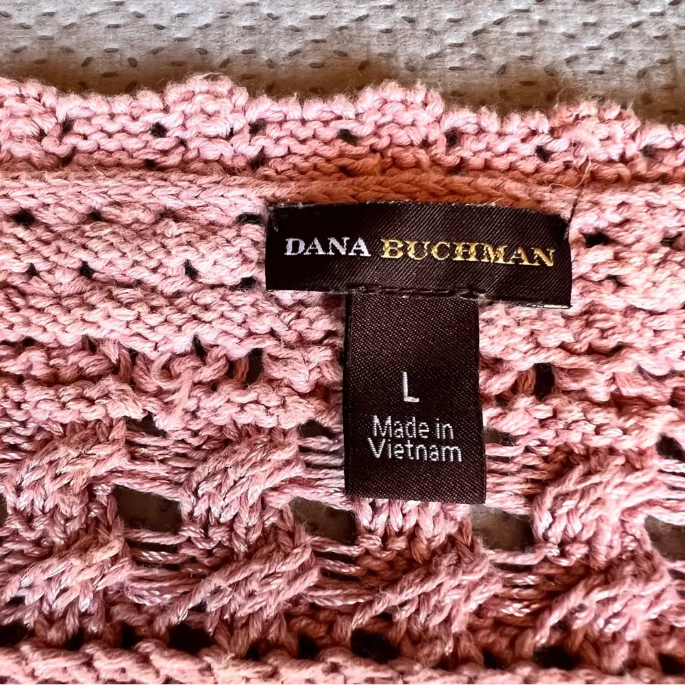 Dana Buchman Women's Pink Thick Heavyweight Crochet Vintage y2k Sweater Large - Image 4