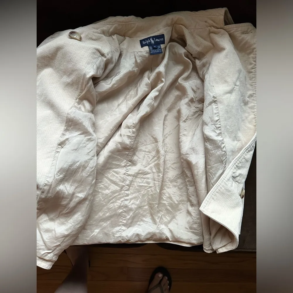 Ralph Lauren Cream Corduroy  Double Breasted Pea Coat Jacket Sz M  100% Cotton. - Image 8