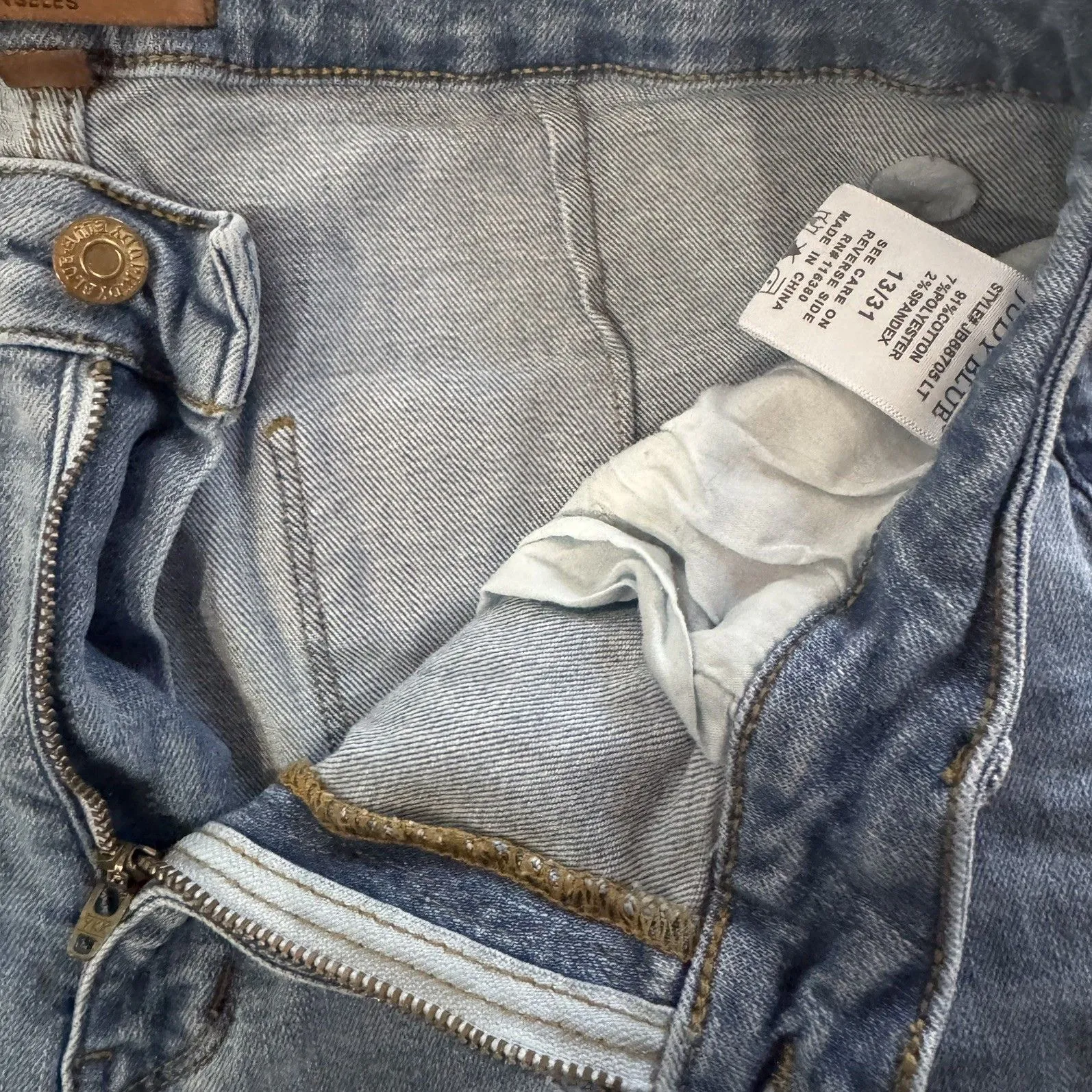 Judy Blue High-Rise Cropped Wide Leg Jeans 13/31 Blue Cotton Blend Raw Hem - Image 8