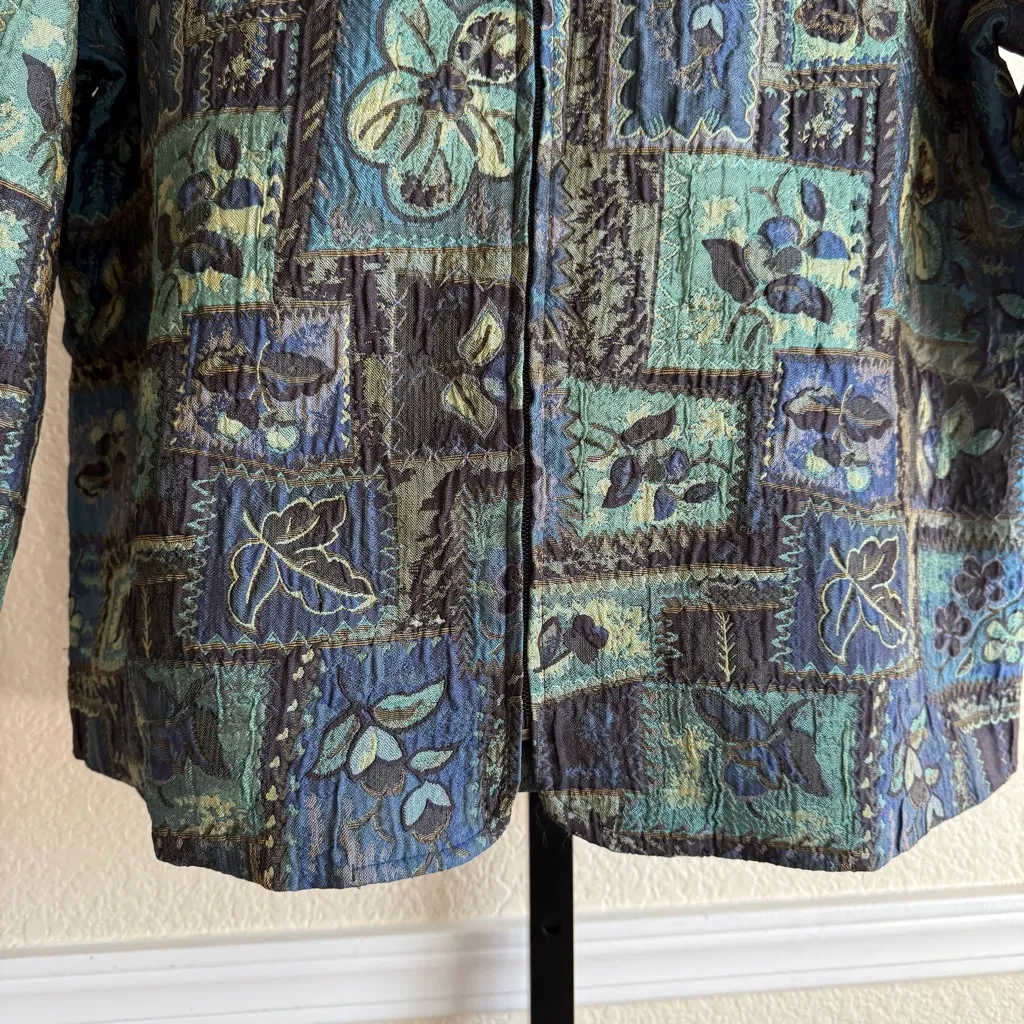 Patchwork Jacket Coldwater Creek Women’s XL Tapestry Floral Zip Retro Artsy Boho - Image 4