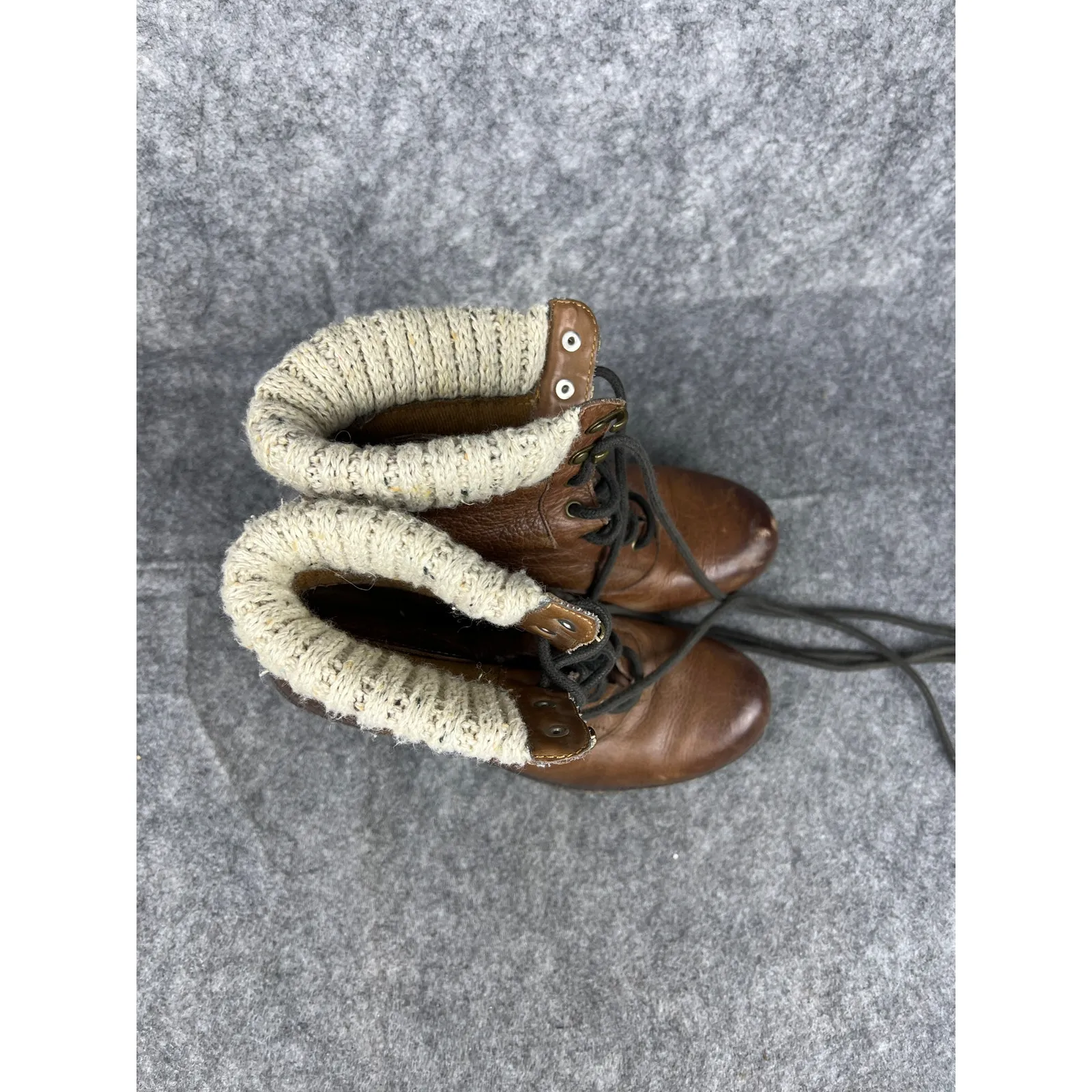 B.O.C Brown Leather Slip on Tie‎ Wedge Bootie Boots Size 6.5 - Image 5