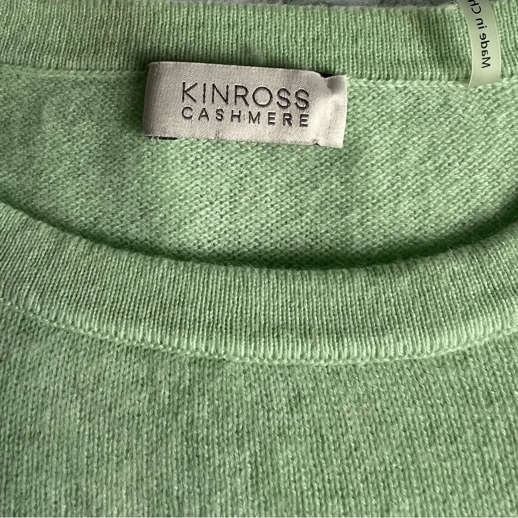 Kinross Cashmere Soft Short Sleeve Light Green Mint Sweater Round Neck Size M Size M - Image 6