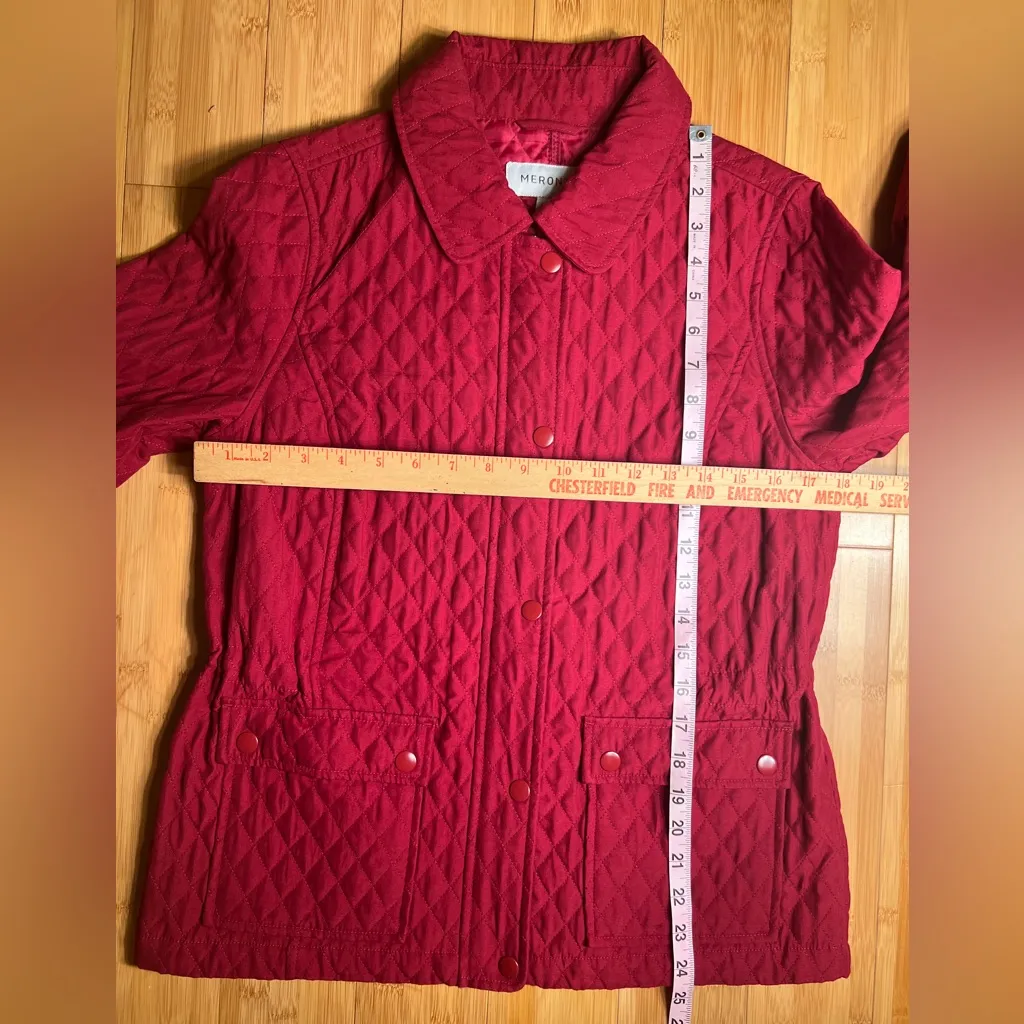 Merona Women's Minimalist Casual Red Diamond Quilted Long Sleeve Jacket|Size:S - Image 6