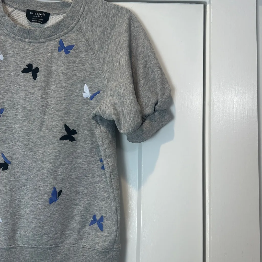 Kate Spade Gray Sweatshirt with Butterfly Design size XS. - Image 5