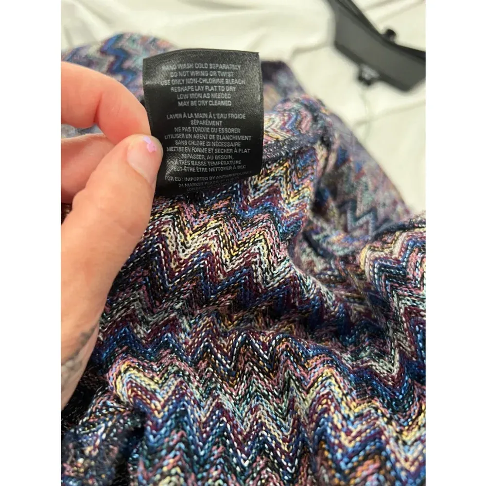 Anthropologie‎ Maeve Westwater Chevron Print Blue and Purple Knit Dress Size XS - Image 9