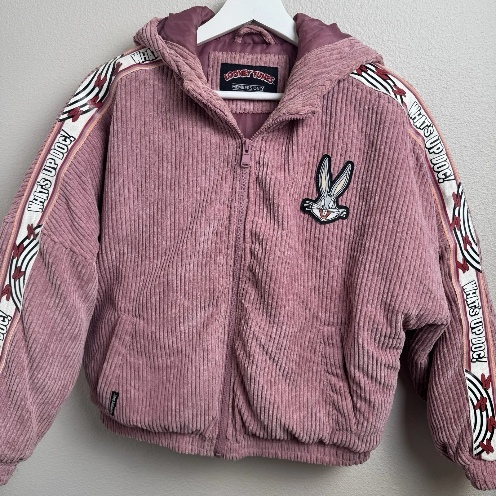 Looney Tunes Members Only Corduroy Bomber Jacket Womans Lola Bunny Pink Sz Small - Image 7