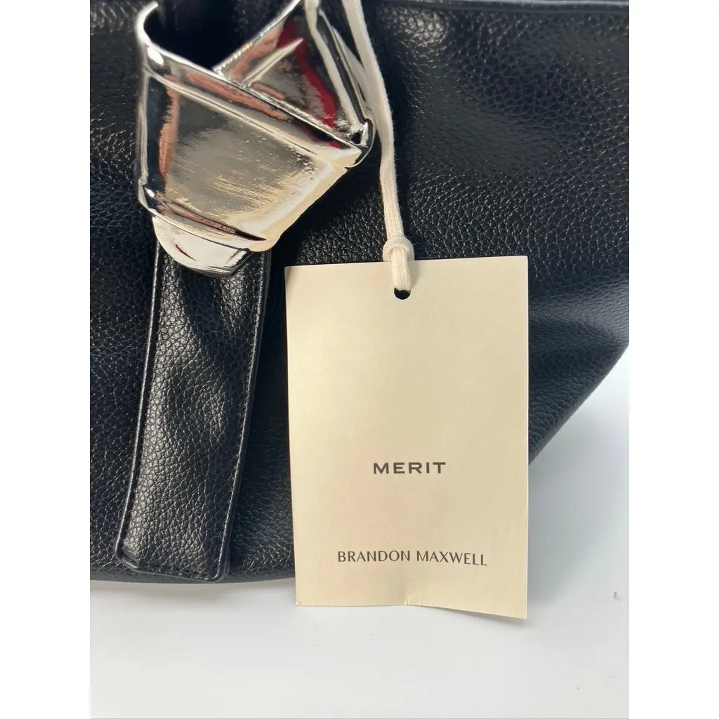MERIT Brandon Maxwell Black Leather Mini Tote Handbag with Dust Bag New - Image 3