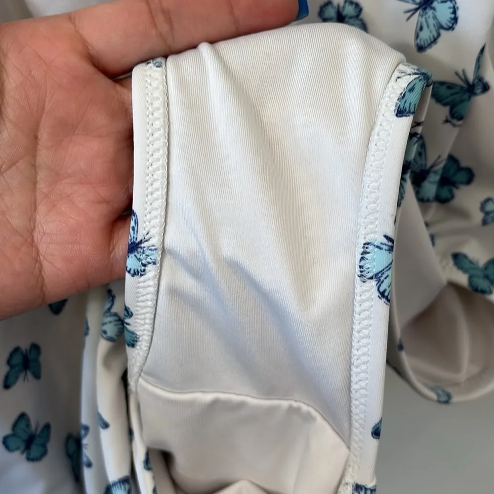 PINK Optic White Butterfly Plunge Adjustable One Piece Bathing Suit Size XL - Image 10