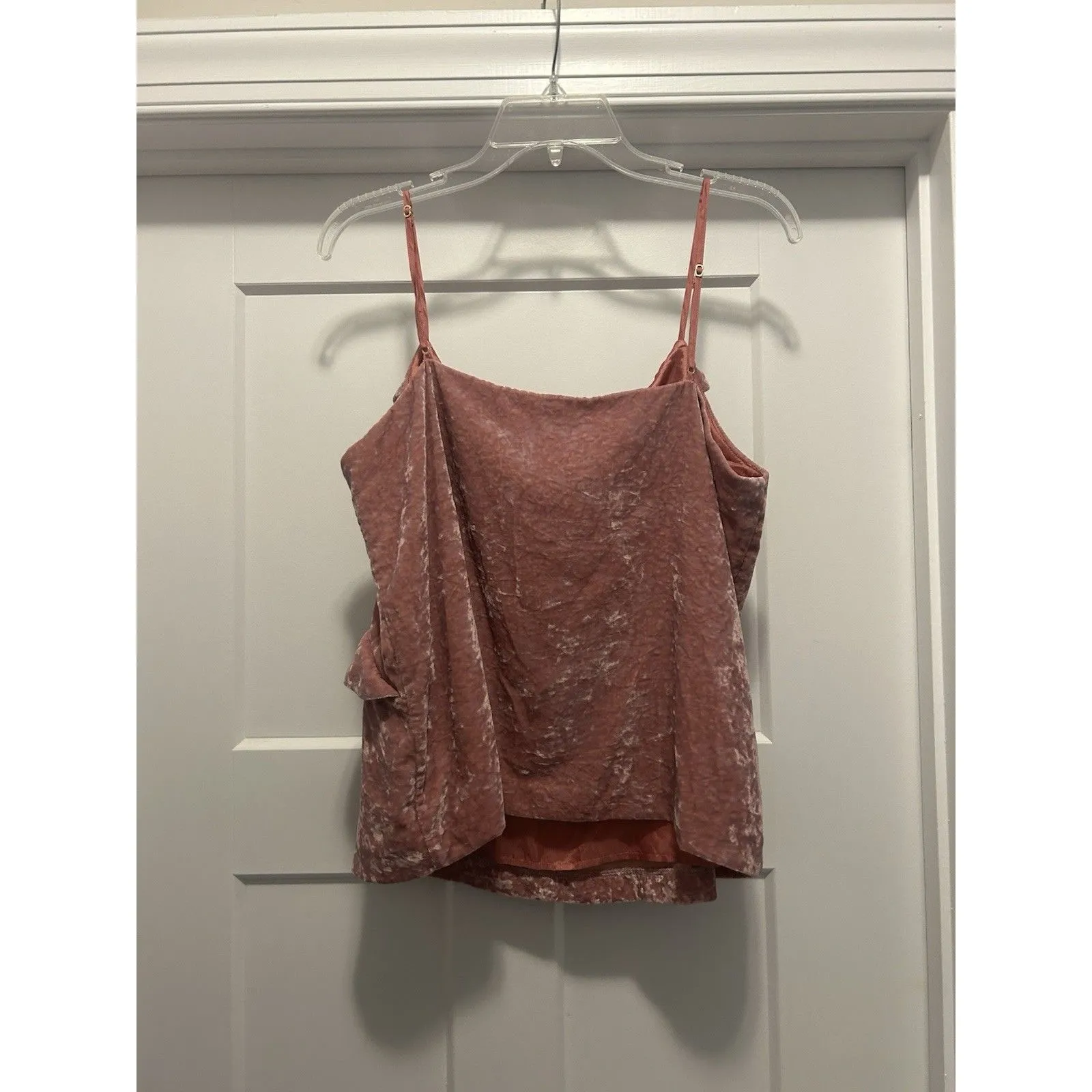 J Crew Velvet Ruffle Spaghetti Strap Pink Size Large Concert Holiday Festival - Image 4