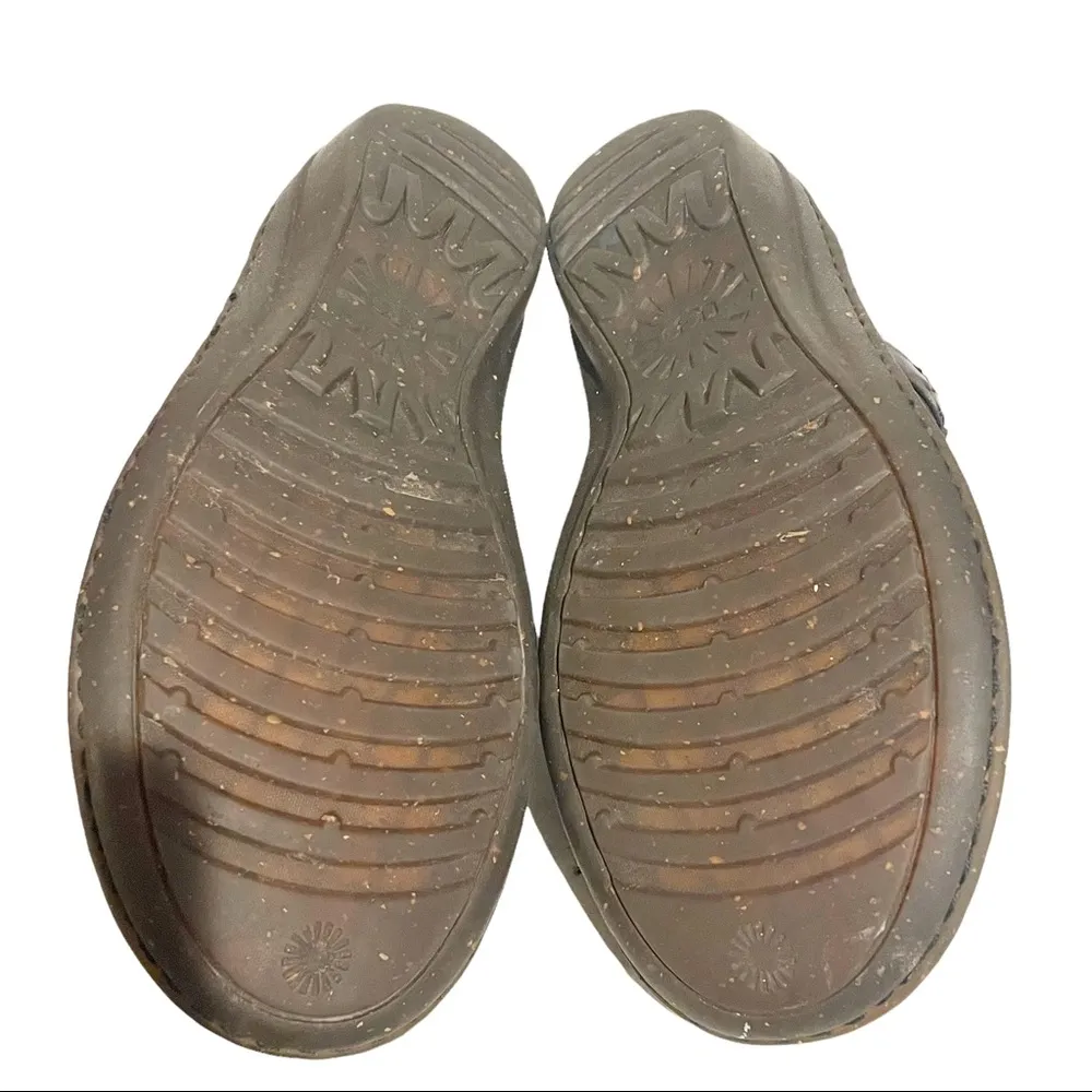 UGG Australia ANILA Slip-on Shoes Womens Sz 9 Black Leather Wool Lined Braided - Image 7