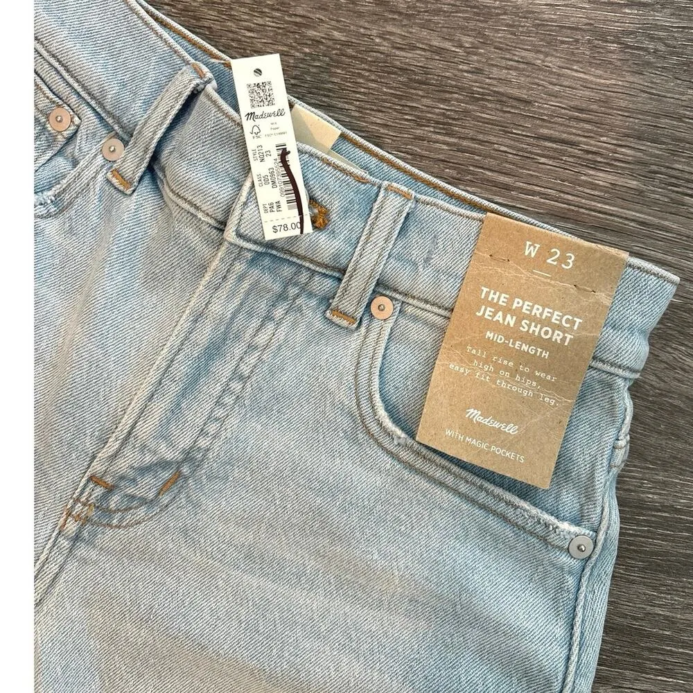 NWT Madewell The Perfect Vintage Jean Short in Fitzgerald Wash: Raw-Hem Size 23 - Image 4