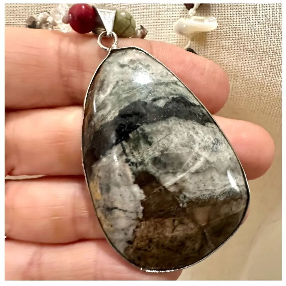 ocean jasper natural chip stones necklace - Image 3