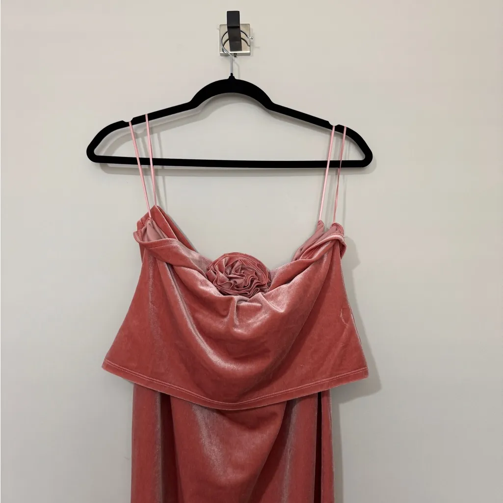 Reformation Adalynn Knit Velvet Two Piece Skirt Set Size Large Rose Top - Image 2