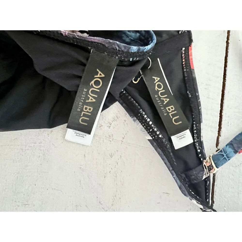 Aqua Blu Crawford Floral Underwire Bikini Top & Alexis Hipster Bikini Bottoms 10 Blue - Image 10