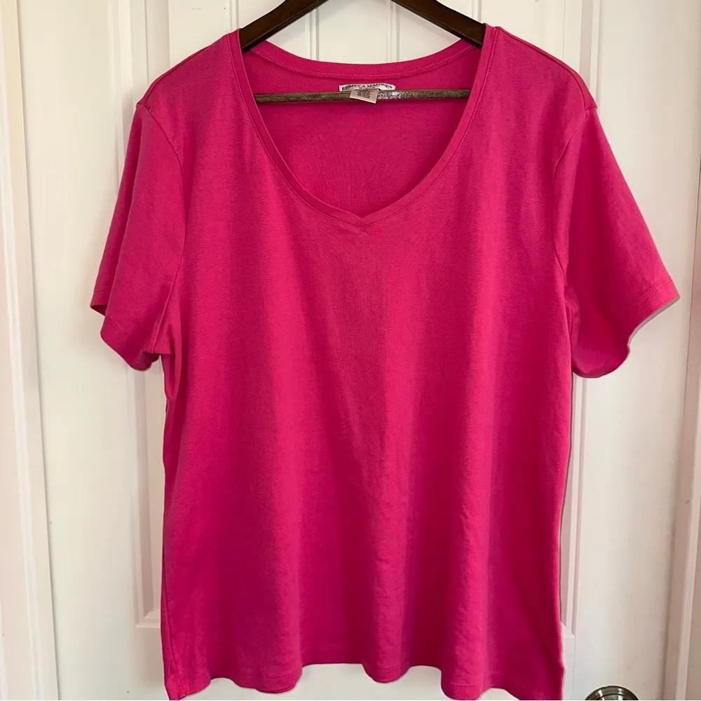 Rebecca Malone, fuchsia pink V-neck T-shirt women’s 2X - Image 2