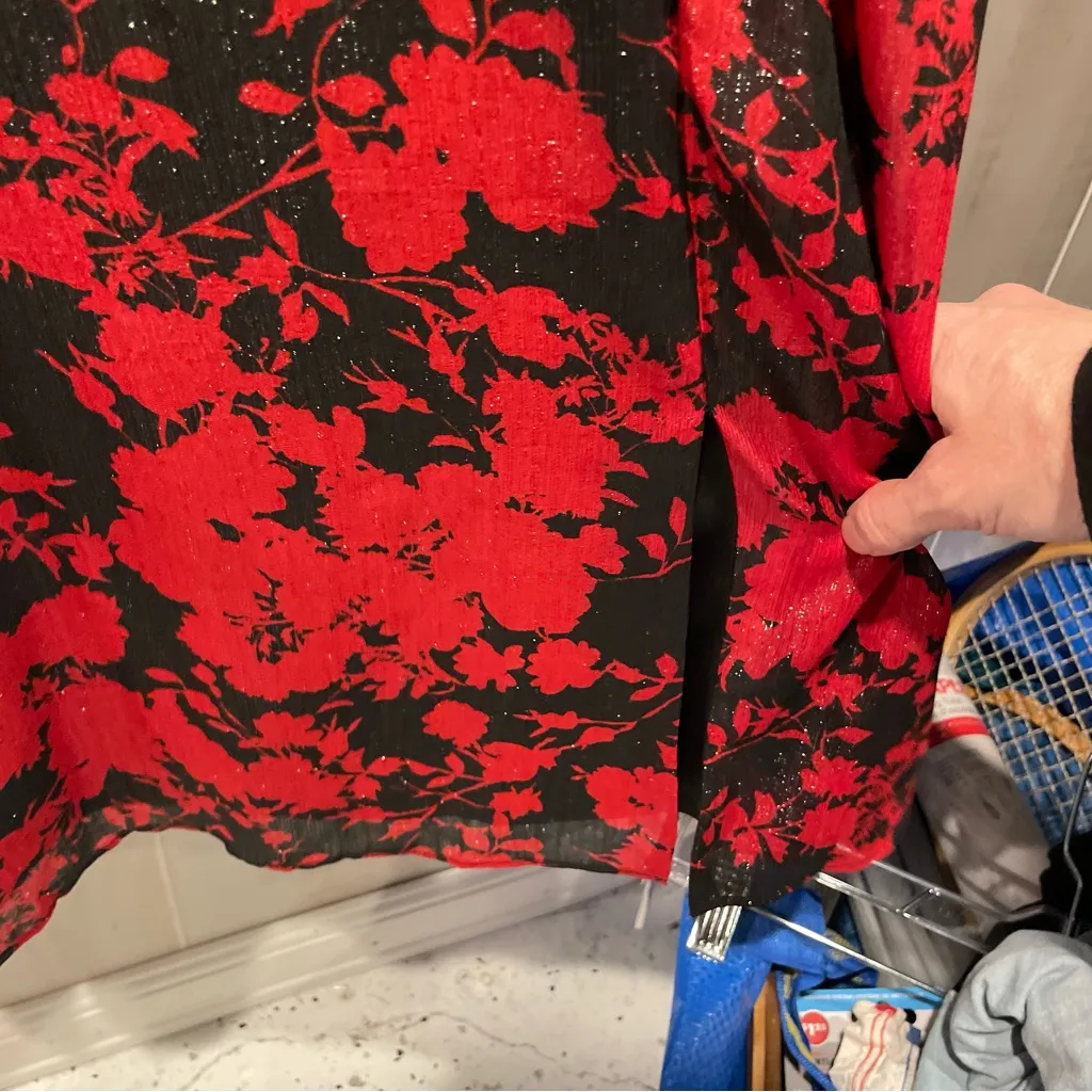 Beautiful Julia Jordan fairy whimsigoth mock neck maxi floral shimmer dress - Image 10