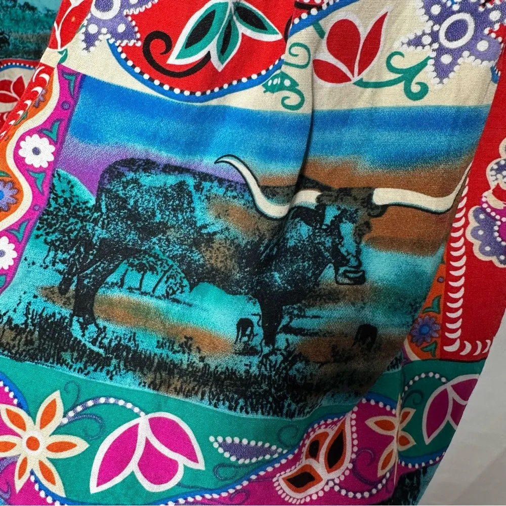 Vintage Skirt Maxi 80s Hippy Boho Gypsy Southwestern Aztec USA Native American Red Size XL - Image 10