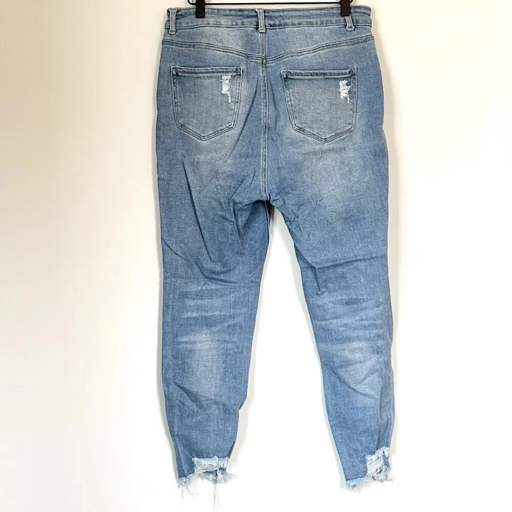 Wax Jean Distressed Ripped Light Wash Skinny Jean - Size 11 / 30 - Image 7