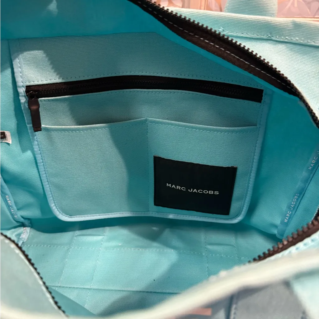 Marc Jacobs the tote bag large canvas aqua turquoise blue bag - Image 5