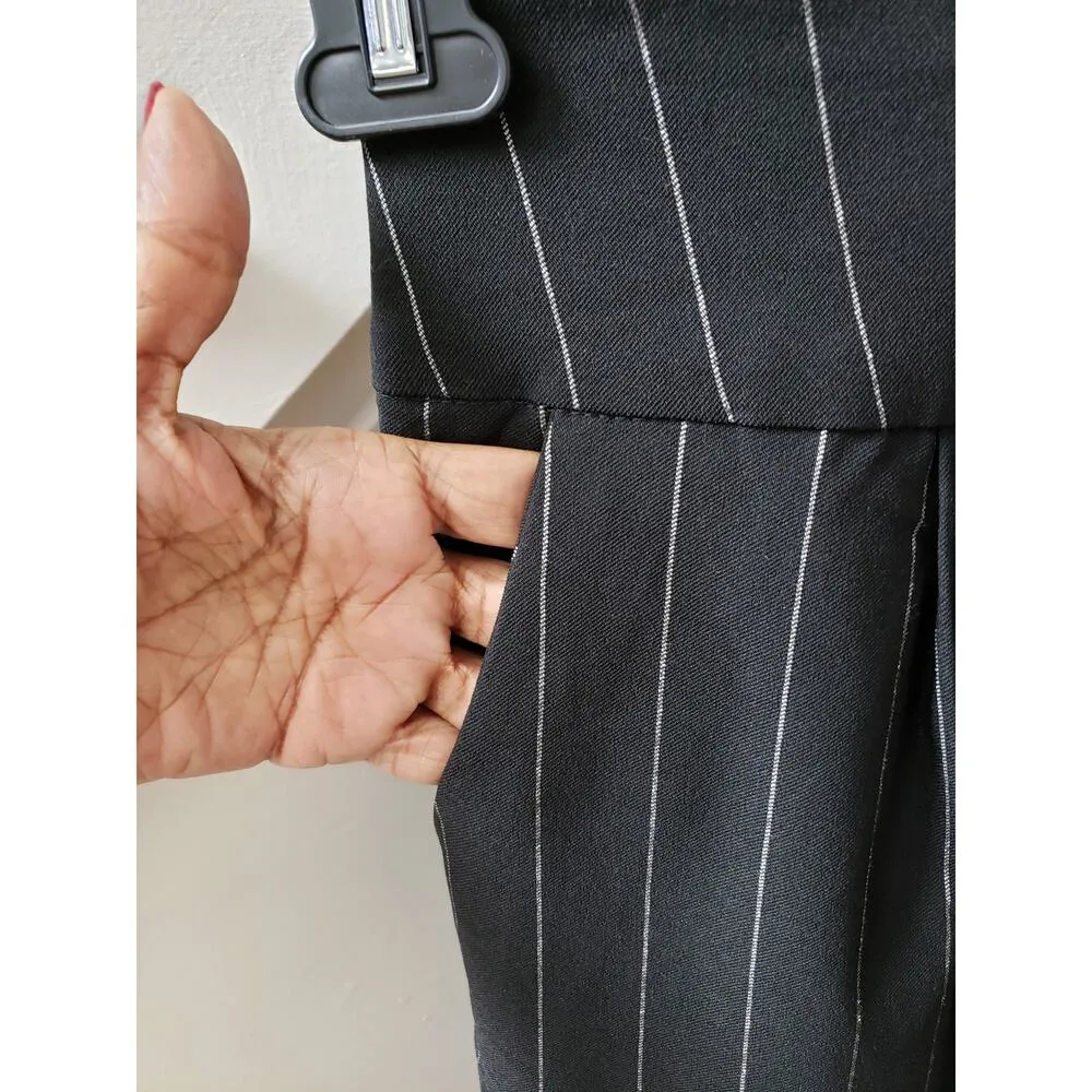 CATO Pants Womens Size 24W Black White Striped Slim Fit High Rise Ankle Slit - Image 13