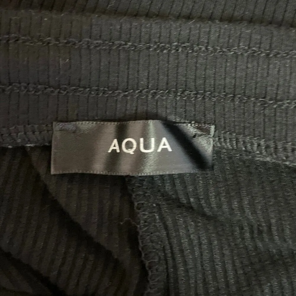 Aqua Black Ribbed Mid Rise Drawstring Cropped Relaxed Lounge Sweat Pants Size S - Image 5