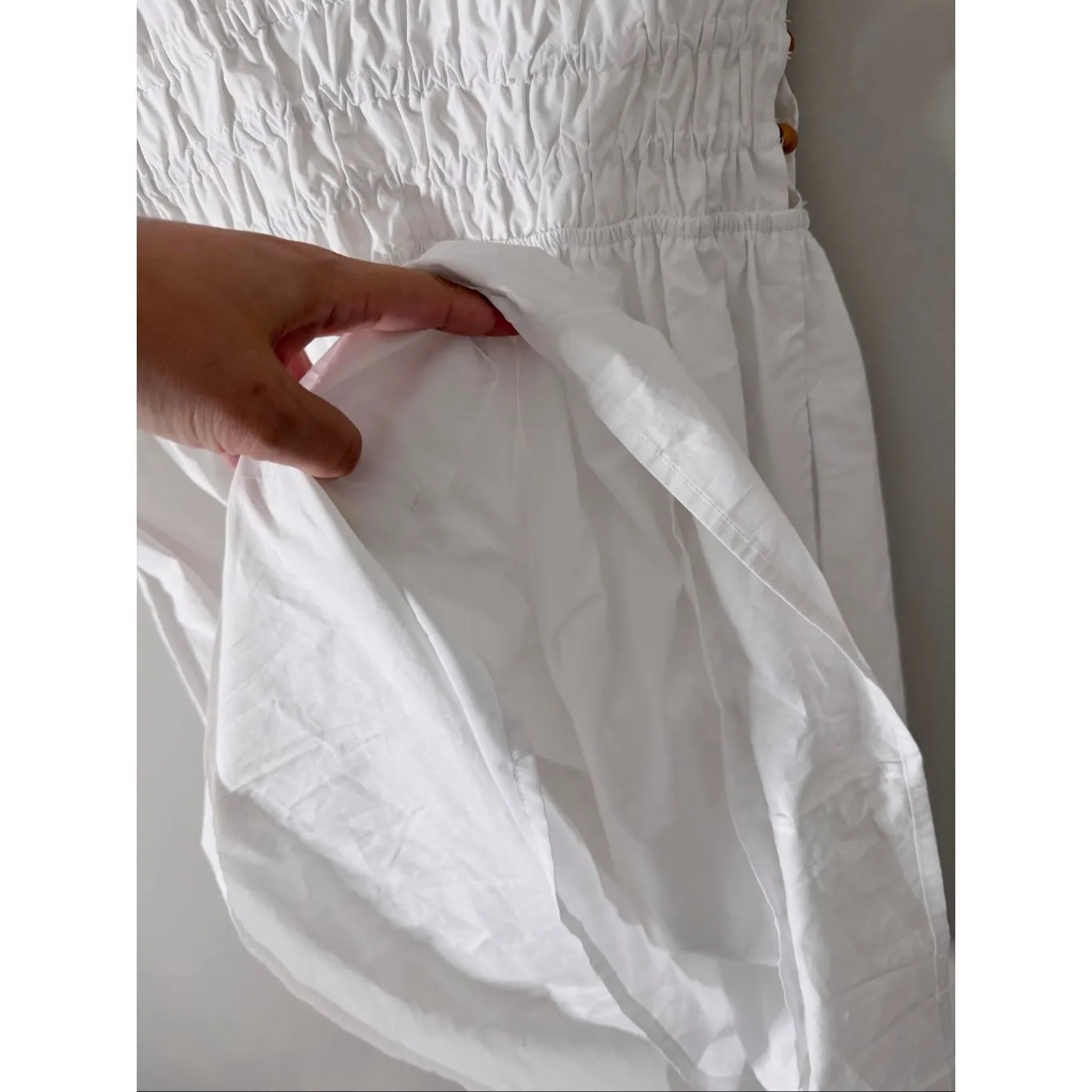 Steve Madden Dress Bead Detail White Smock Waist Cotton Midi - Image 6