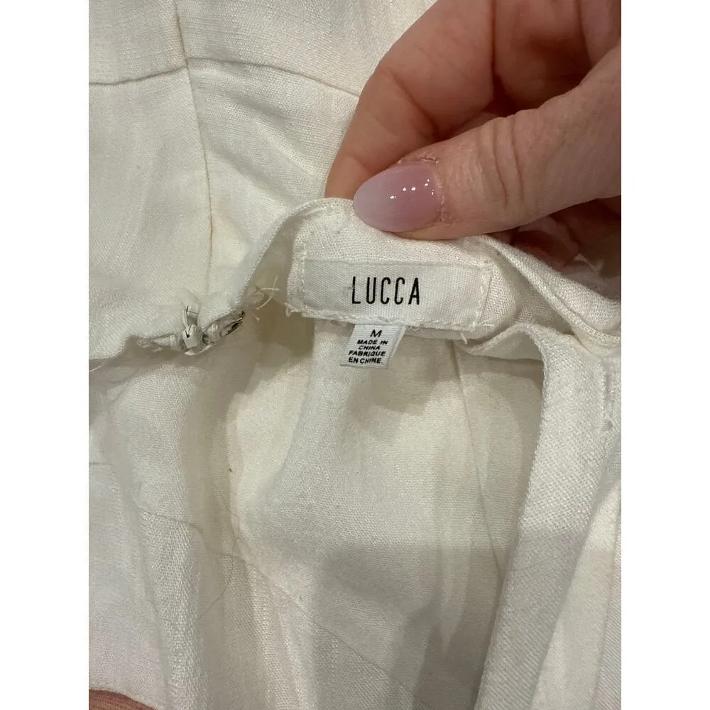 Lucca Couture Mini Dress with Side Lace Up Detail in White, M - Image 9