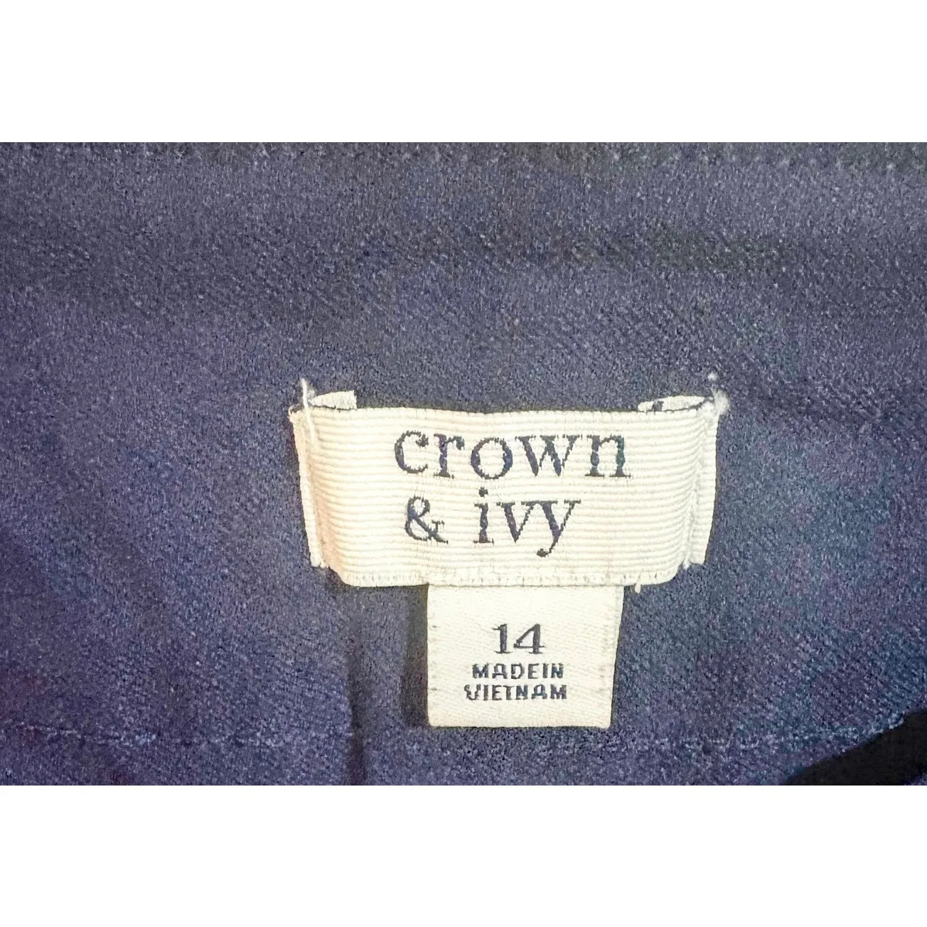 Crown & Ivy Navy Blue Pull-On Crop/Ankle Pants with Crochet Insert Hem Size 14 - Image 3