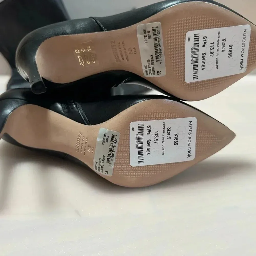 SCHUTZ Mikki The Knee High Leather Boot Zip Black Size 5B - Image 5