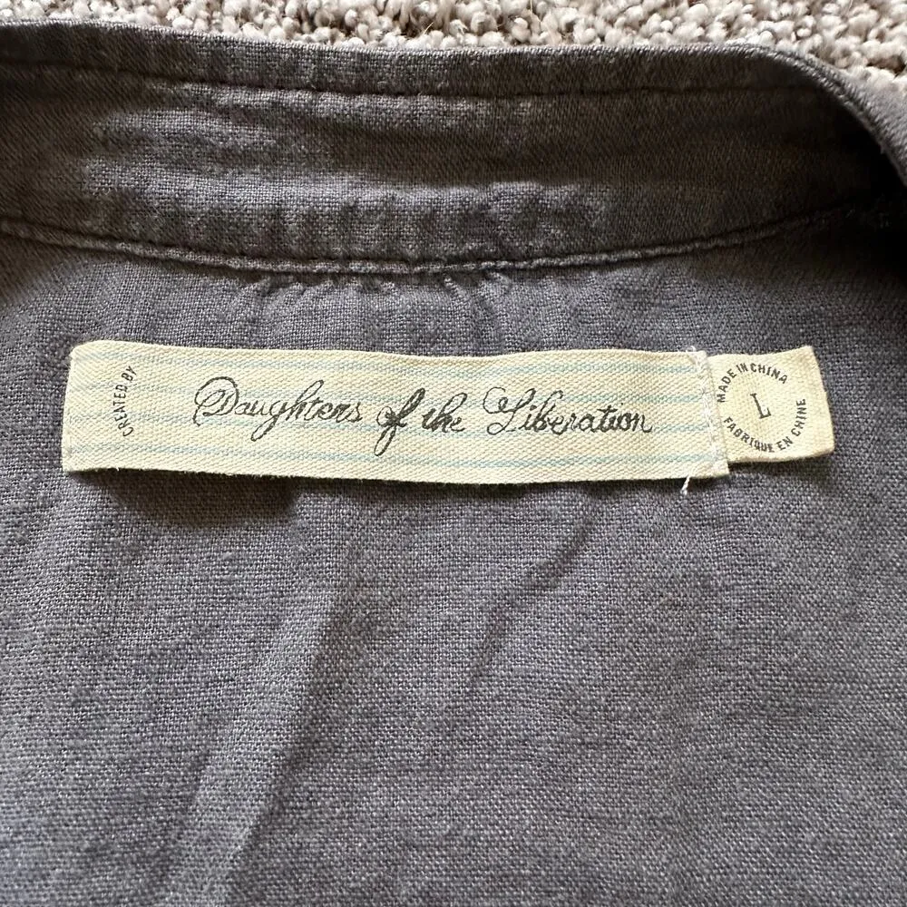 Daughters of the Liberation Anthropologie gray open front jacket size L - Image 6