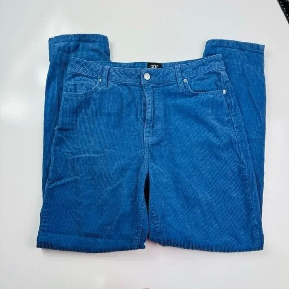 BDG Mom High Rise Cords Blue Corduroy Straight Leg Pants Size‎ 28 - Image 2