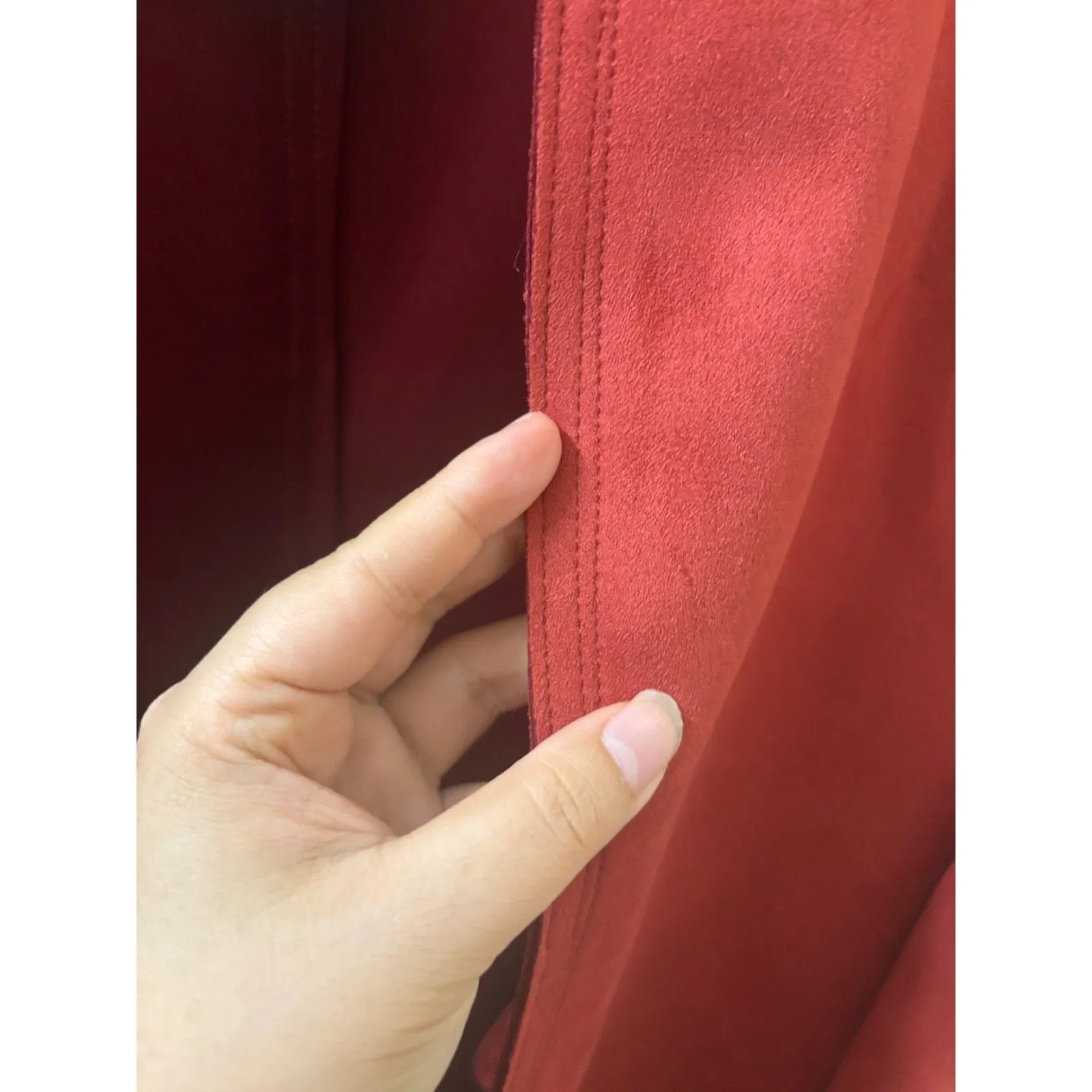 NWT Philosophy M Faux Leather Orange Suede Open Front Coat M preppy casual FALL - Image 7