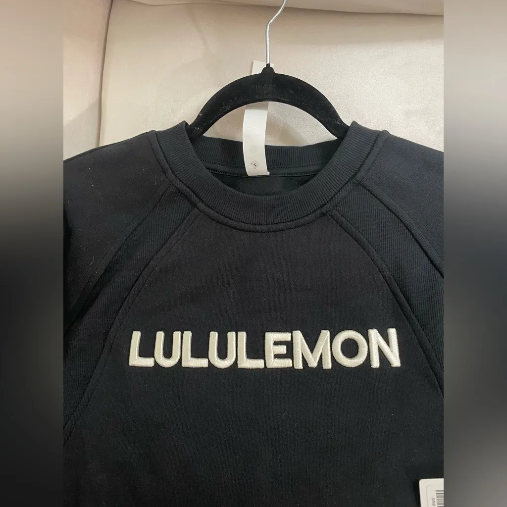 Lululemon NWT Scuba Oversized Pullover Wordmark Black Light Ivory Size M L - Image 11