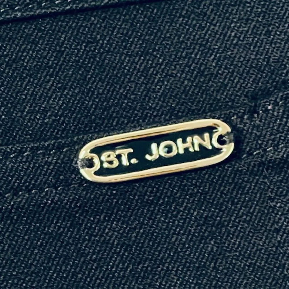 St. John Sport Marie Gray Gold Logo Hardware 5 Pocket Stretch Pants/Jeans Small Black - Image 2