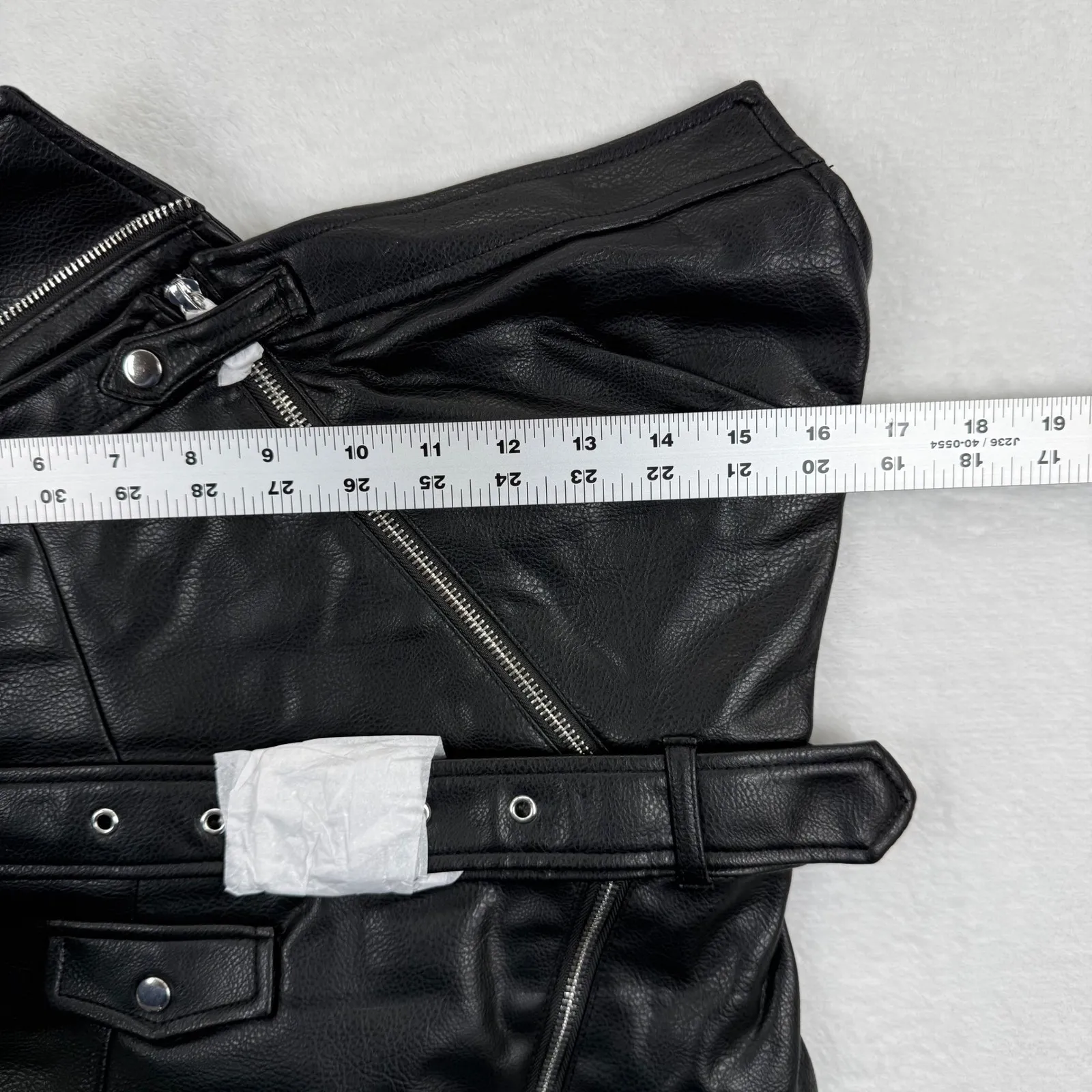 Zara Faux Leather Corset Top Belted Asymmetrical Zip Black Womens Size L NWOT - Image 3