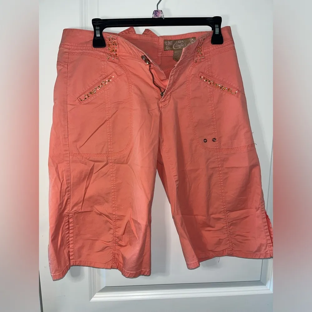 Candie’s Y2K Vintage Crystal Bead Lace Up Sparkle Cargo Utility StyleShorts Sz 9 - Image 5
