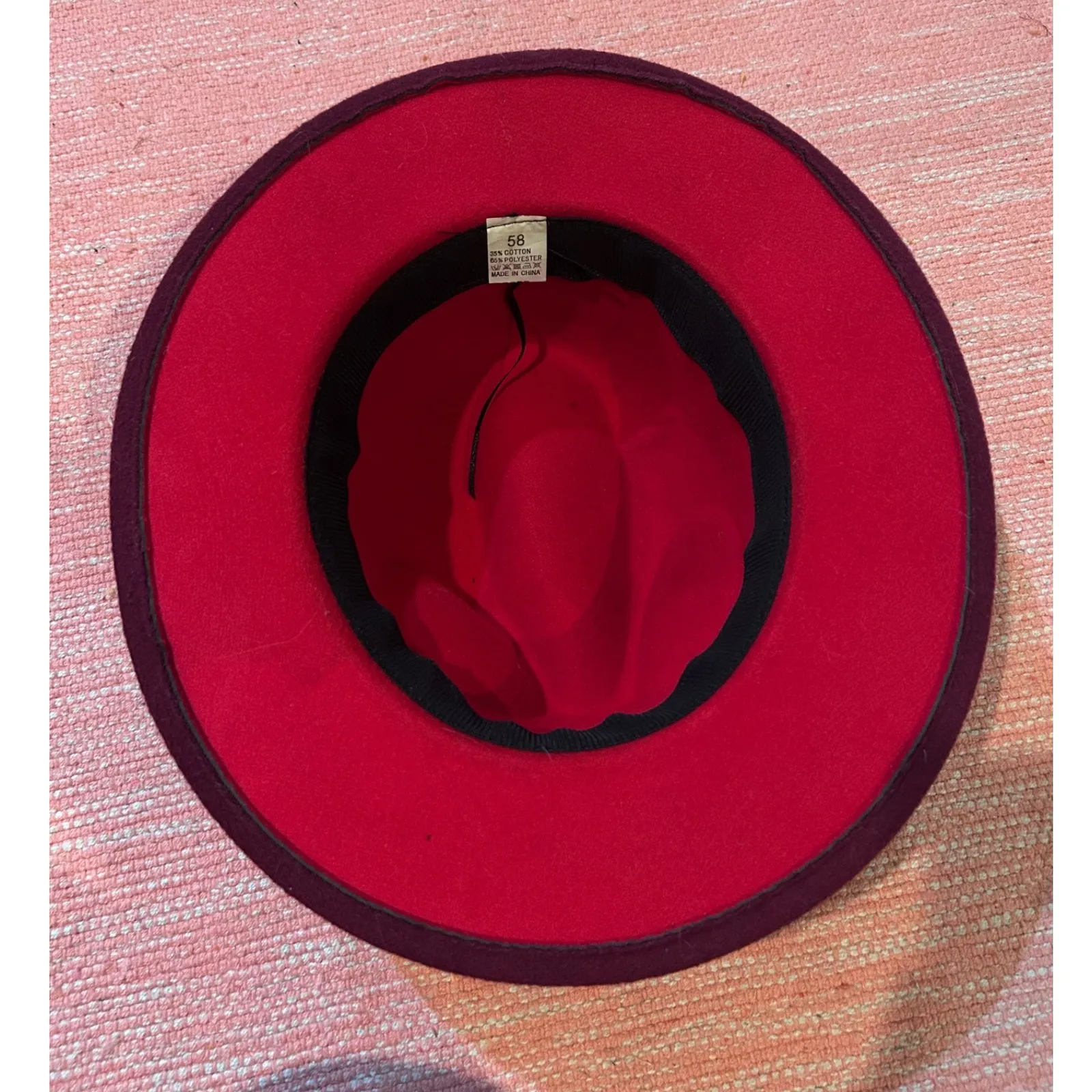 Burgundy Fedora Hat‎ with Gold Chain Accent - Image 7